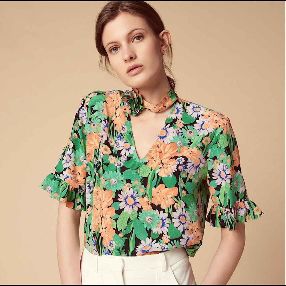 Sandro silk top with floral print, euro size 1